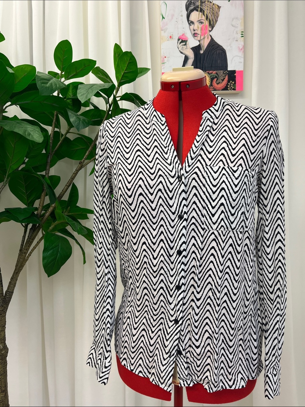 Vero Moda Black and White Zigzag Print Blouse